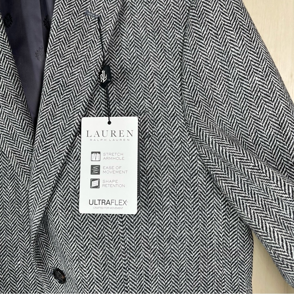 New ~ Lauren Ralph Lauren Men’s 100% Wool Herringbone Classic Fit Coat Size 38S - Picture 8 of 16